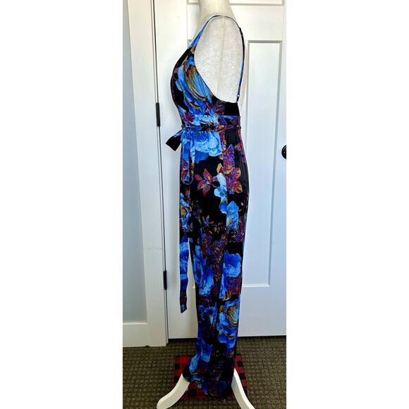 FREE PEOPLE Floral Sleeveless Strappy Wrap Jumpsuit Women's Size 2 Rayon Viscose - Picture 6 of 10